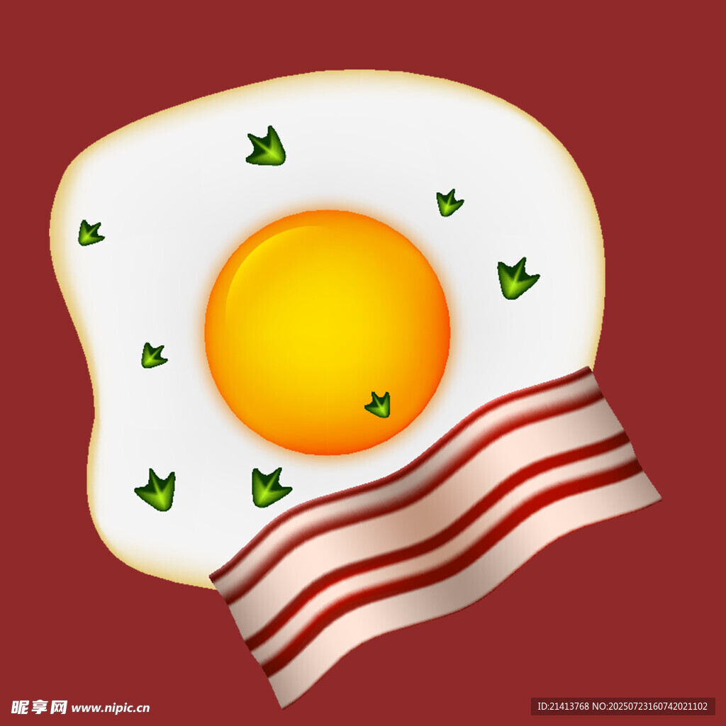 煎蛋配培根美食插画