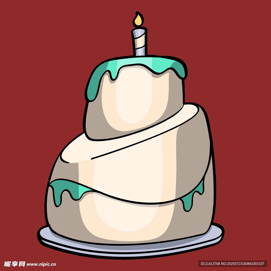 卡通风格生日蛋糕插画