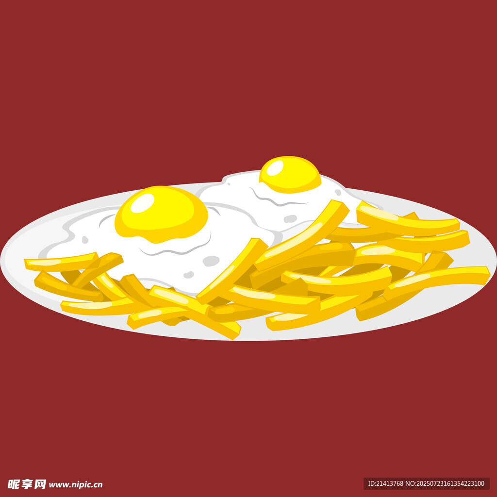 煎蛋配薯条美食画面