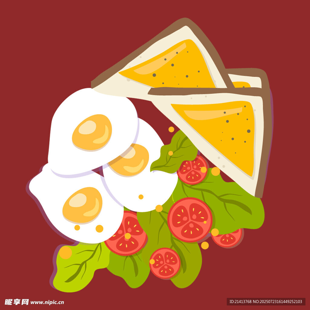 美味煎蛋配吐司与蔬菜