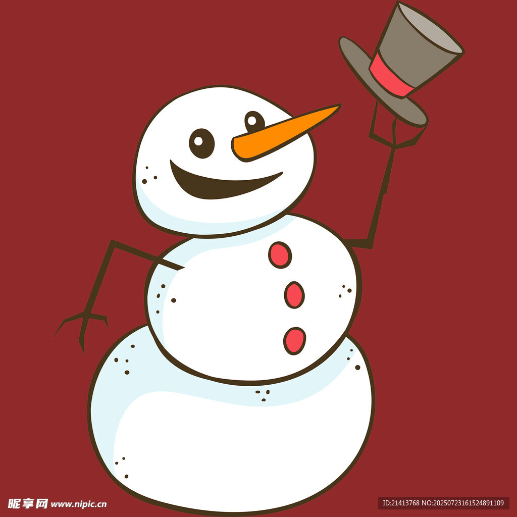 可爱雪人手持礼帽