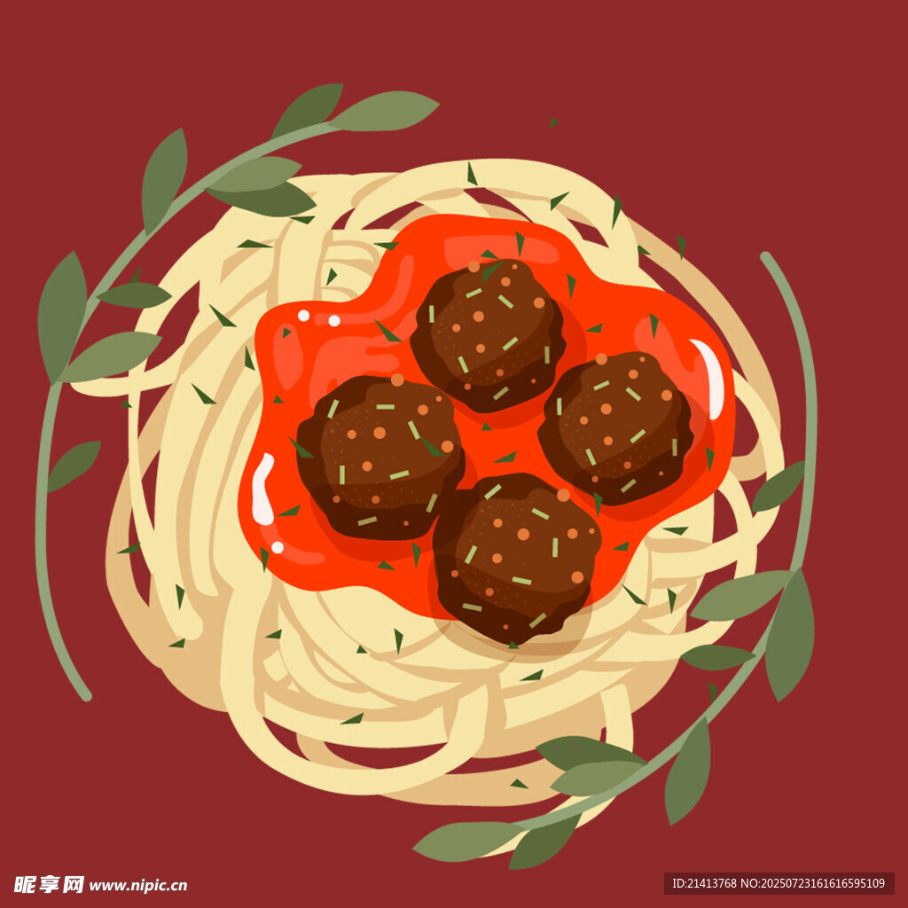肉丸意面插画