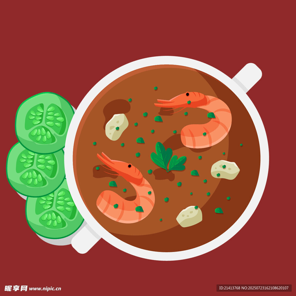 美味虾仁汤配清新黄瓜