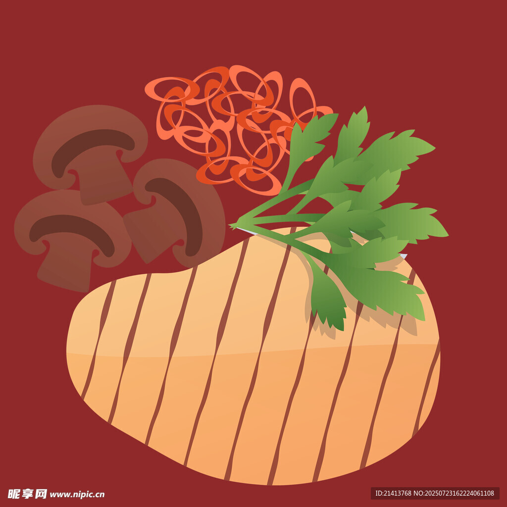牛排配蔬菜蘑菇料理