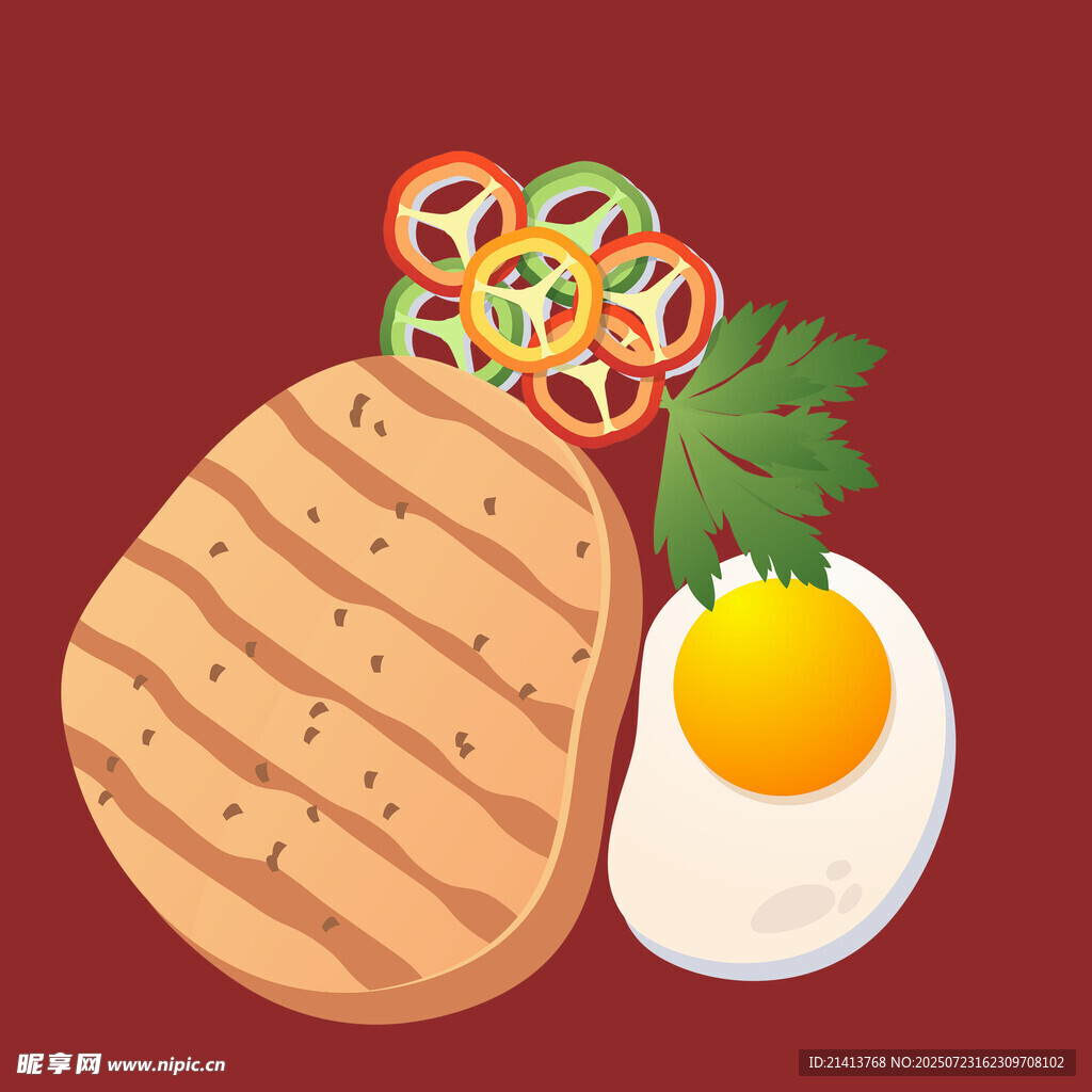 美味牛排配煎蛋与蔬菜