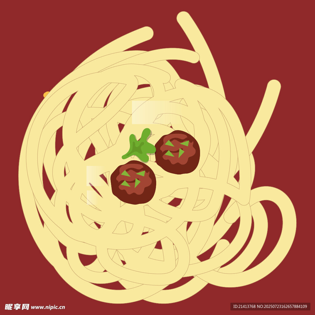 番茄意面插画