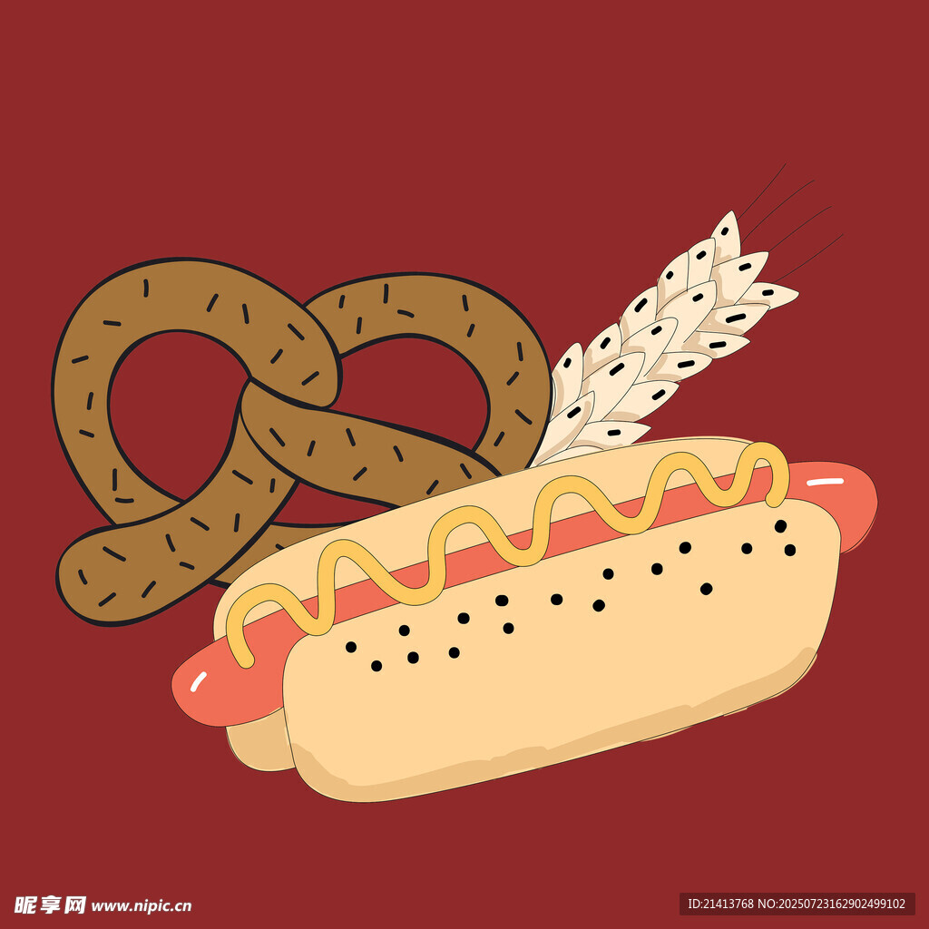 热狗与椒盐卷饼美食组合