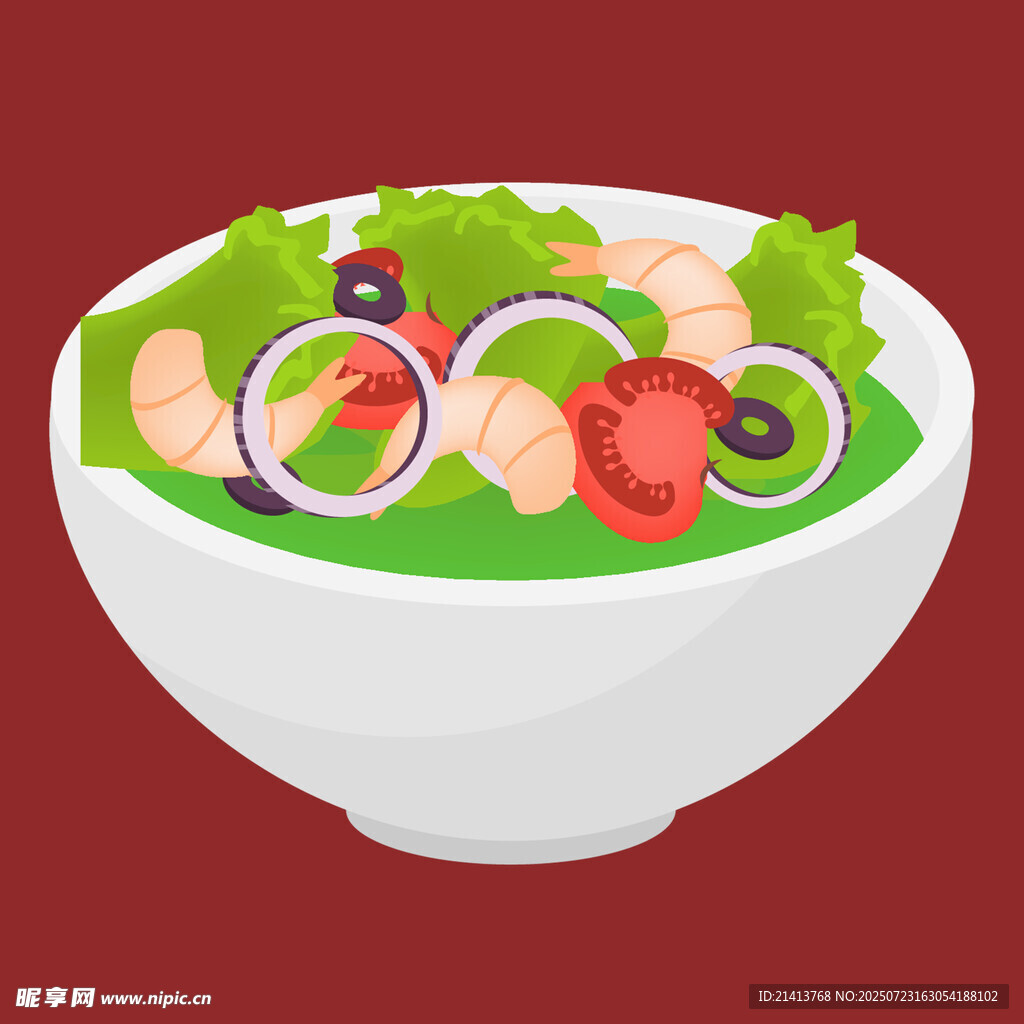 美味蔬菜虾仁沙拉