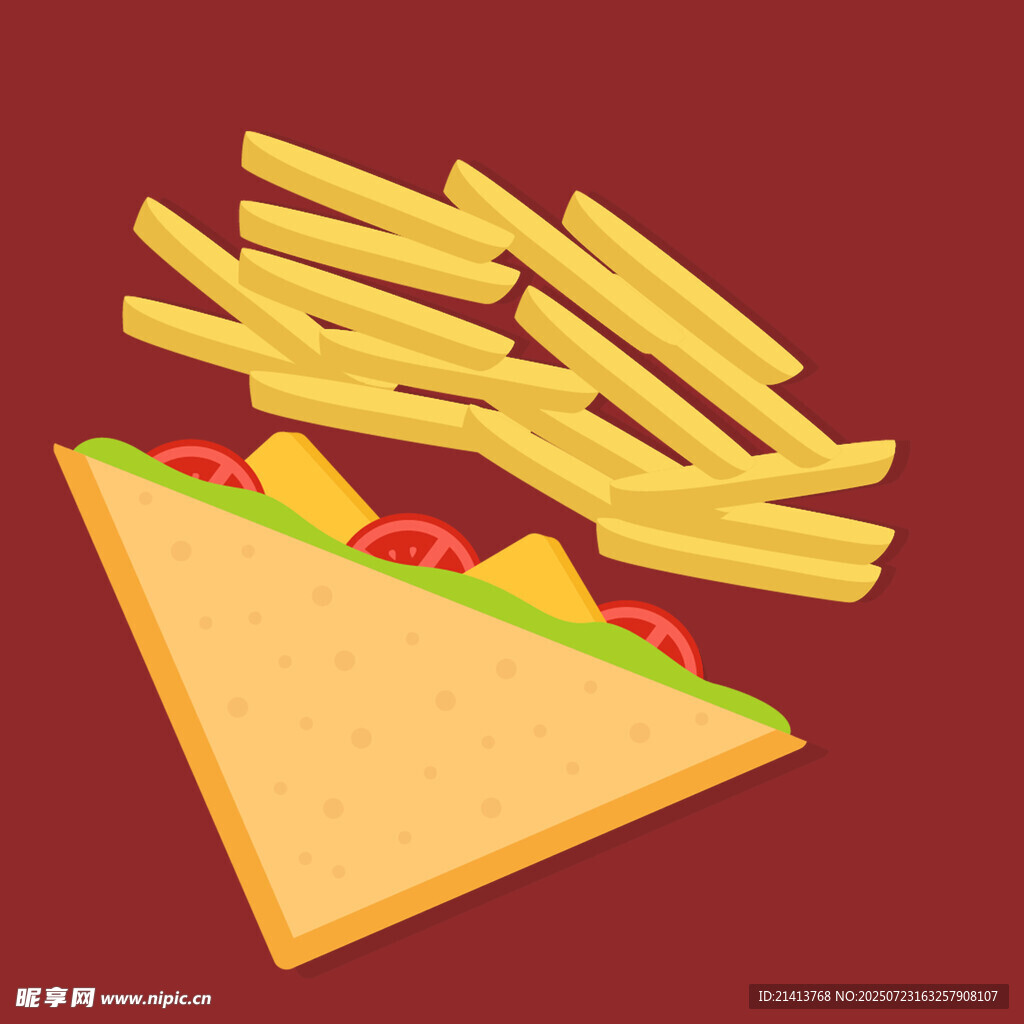 美味三明治与薯条组合
