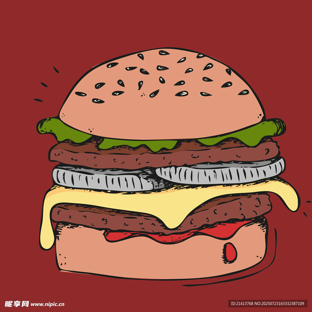 美味卡通汉堡插画