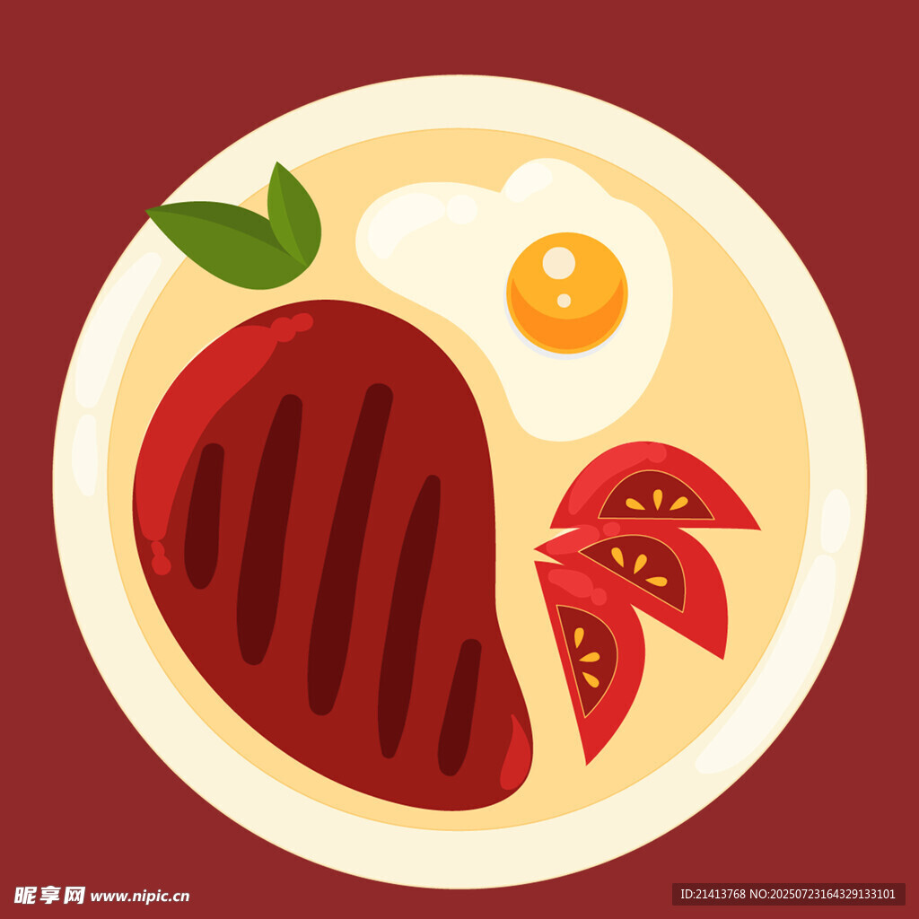 美味牛排早餐盘