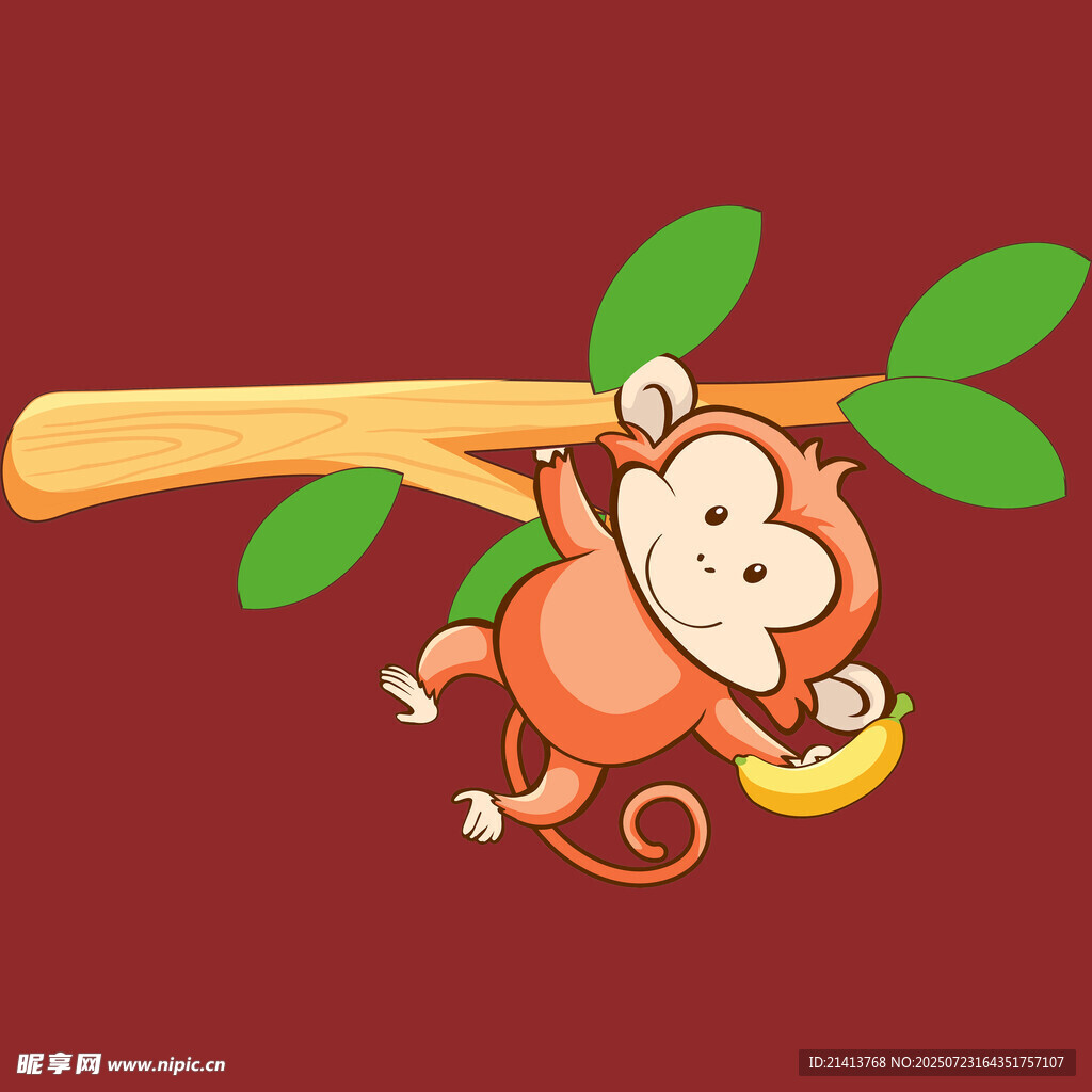树上小猴持香蕉