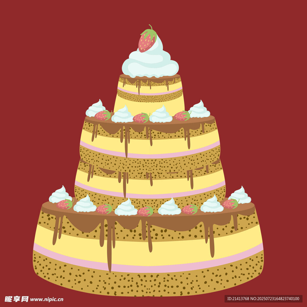 多层美味奶油生日蛋糕