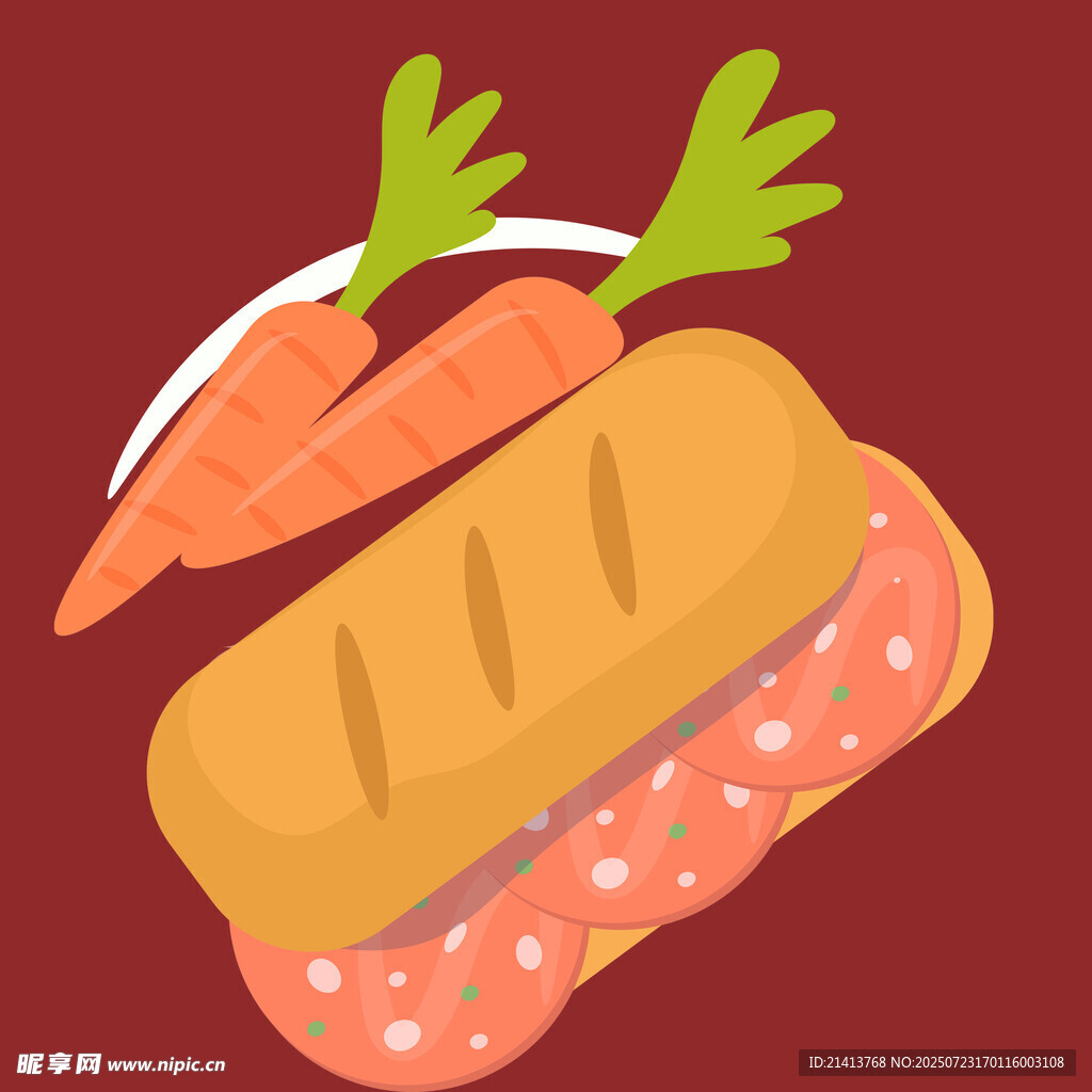 胡萝卜与夹心面包插画