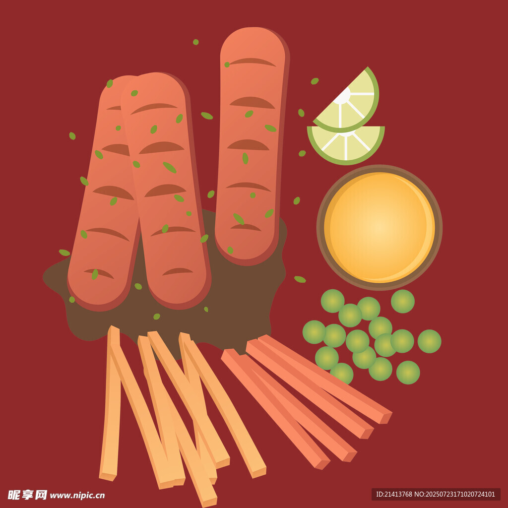 美味烤肠与多样配菜