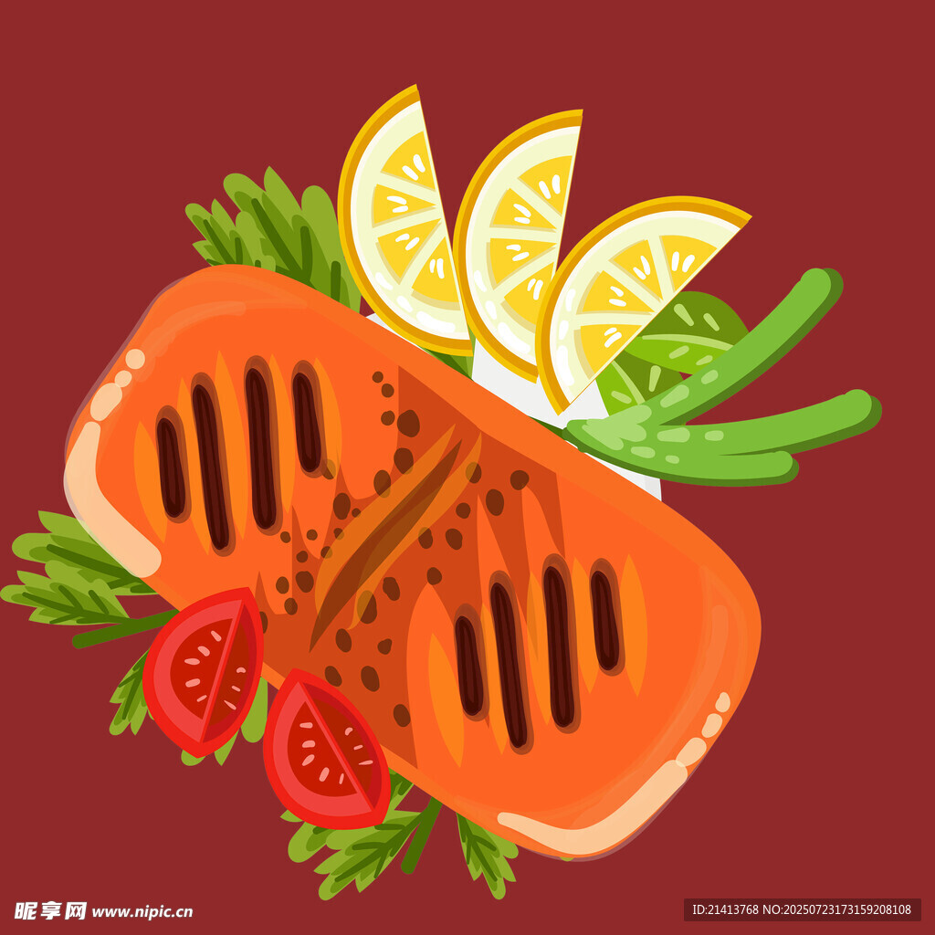 香煎三文鱼配清新蔬果