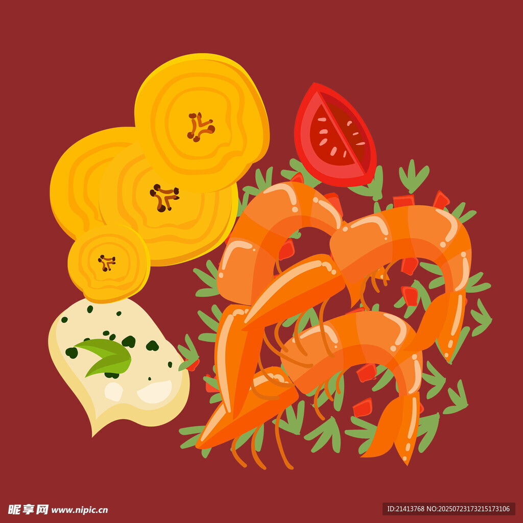 鲜虾配蔬果的美味组合
