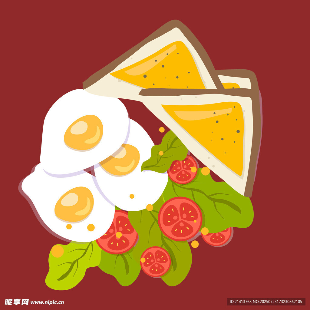 美味早餐煎蛋三明治组合