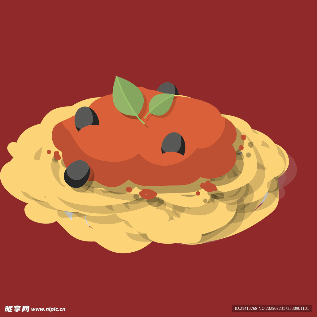 番茄意面插画