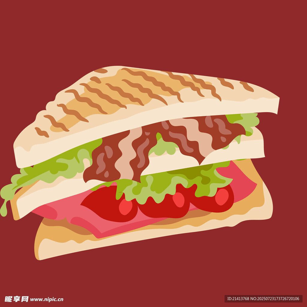 美味夹心三明治插画