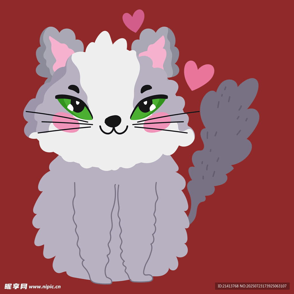 可爱猫咪带爱心萌趣形象