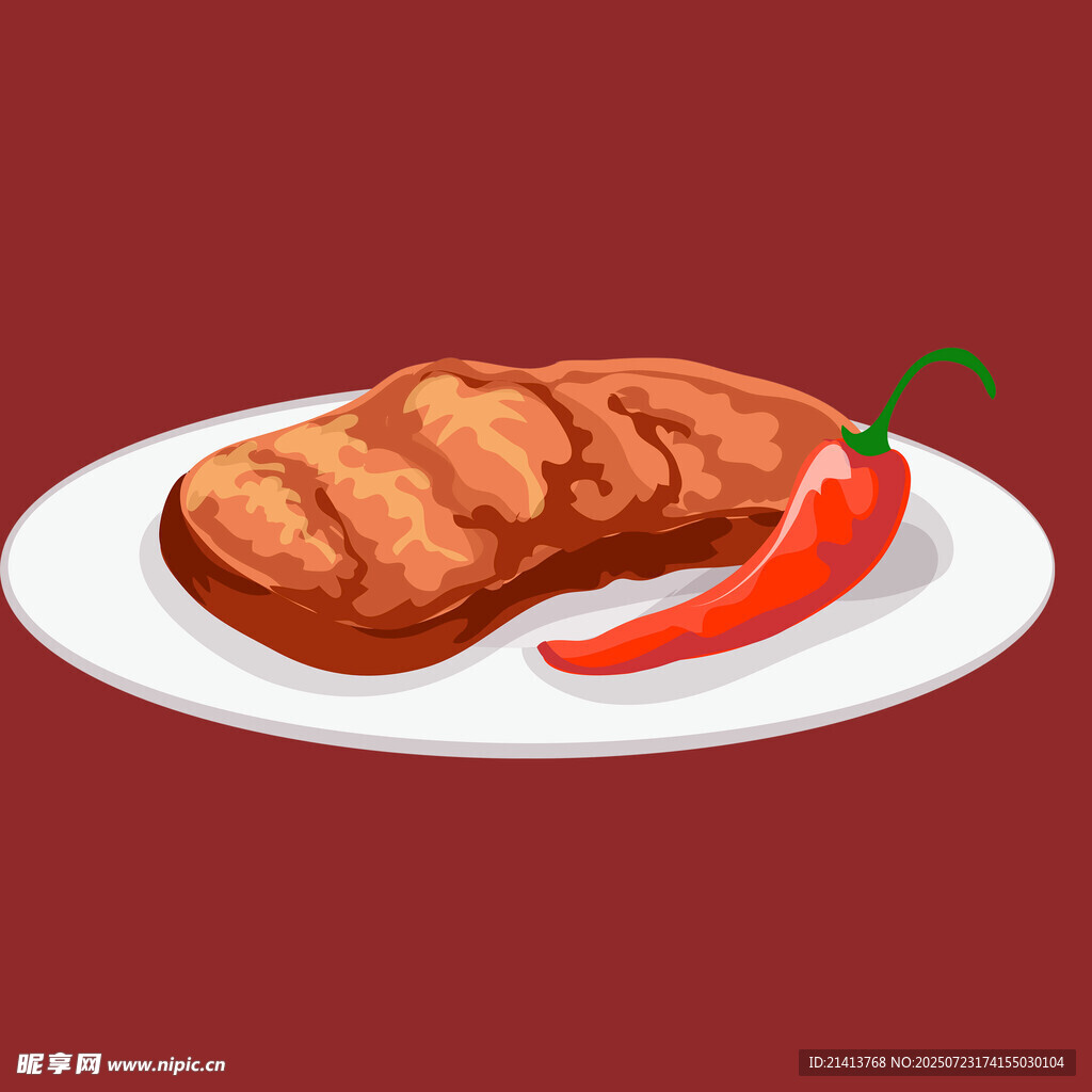 香煎牛排配红辣椒