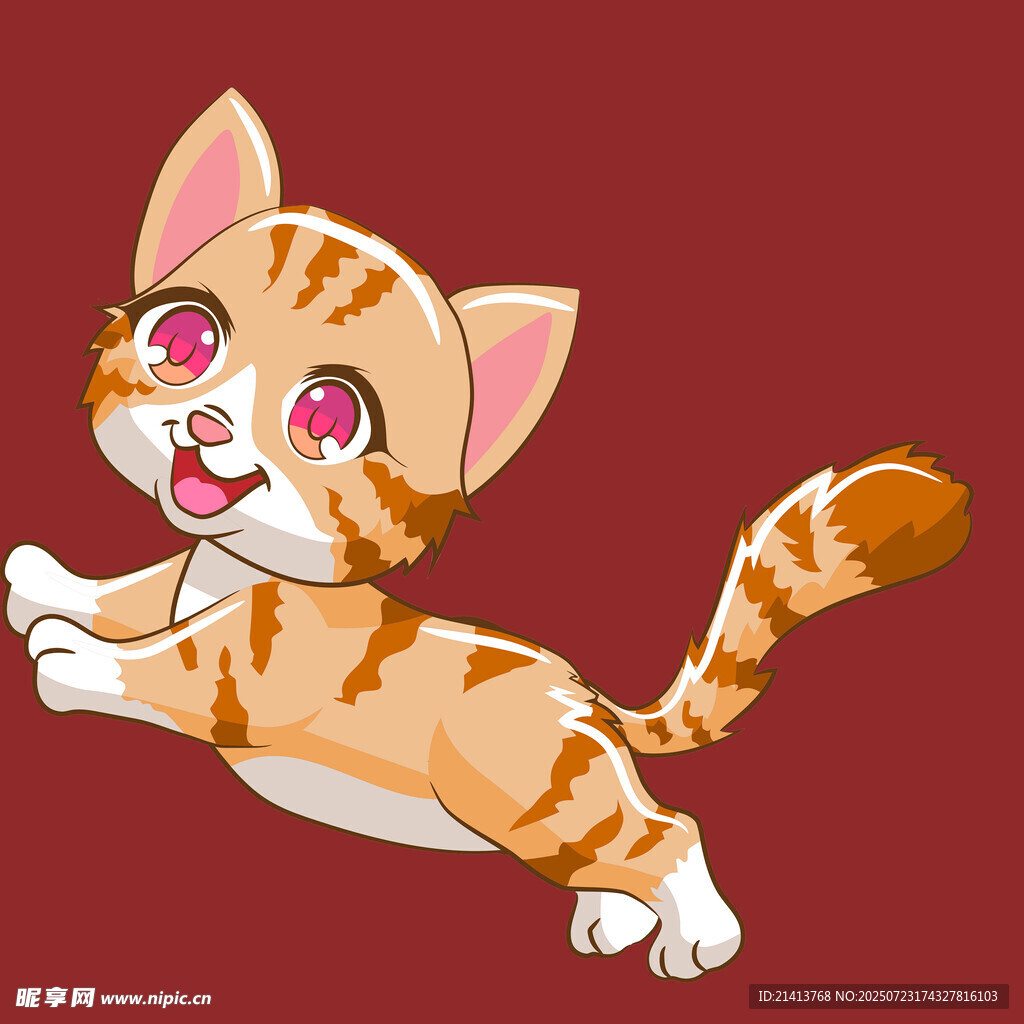 跳跃的可爱花斑小猫