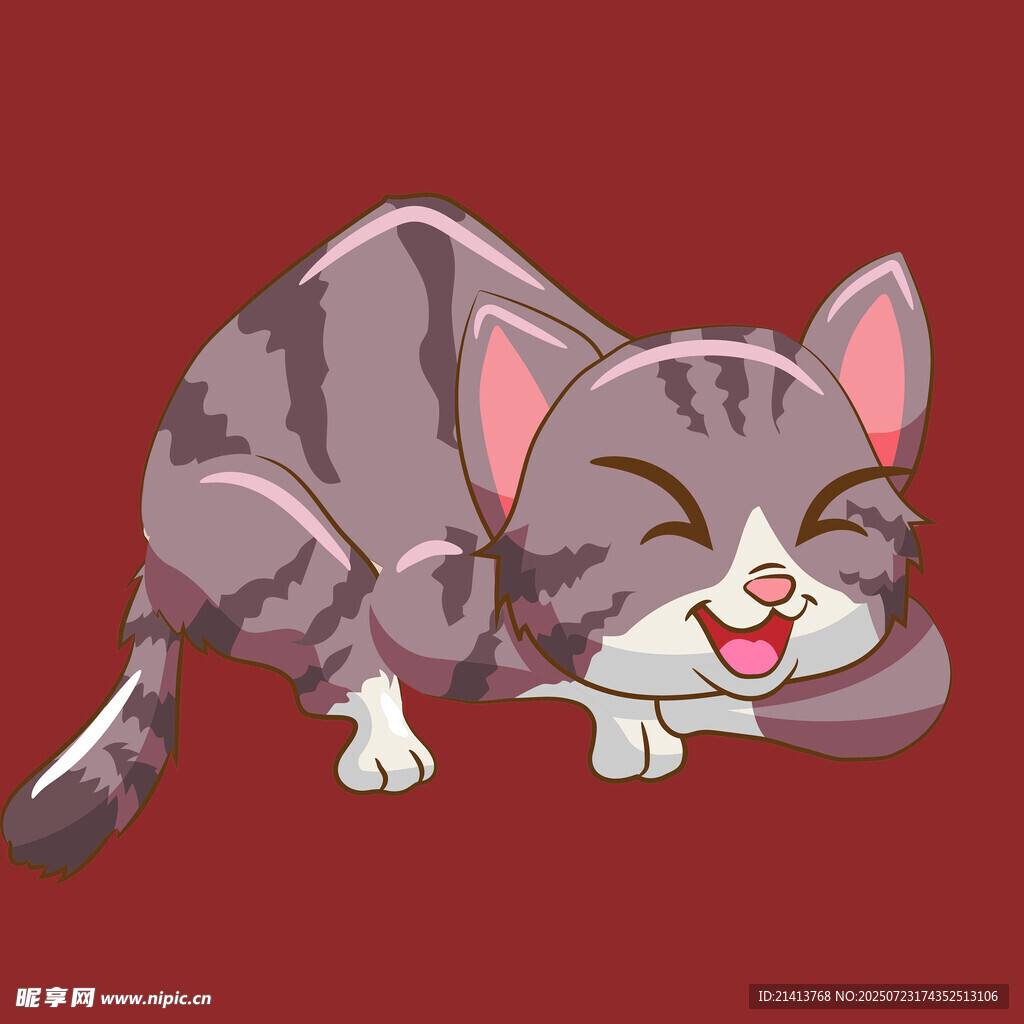趴着笑的可爱条纹猫咪