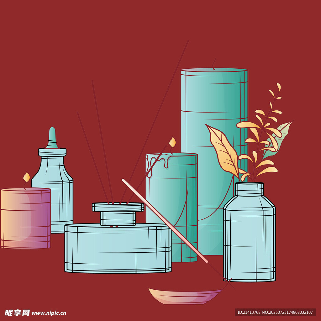 古风香薰器物插画