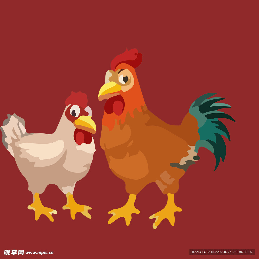 可爱公鸡母鸡卡通形象