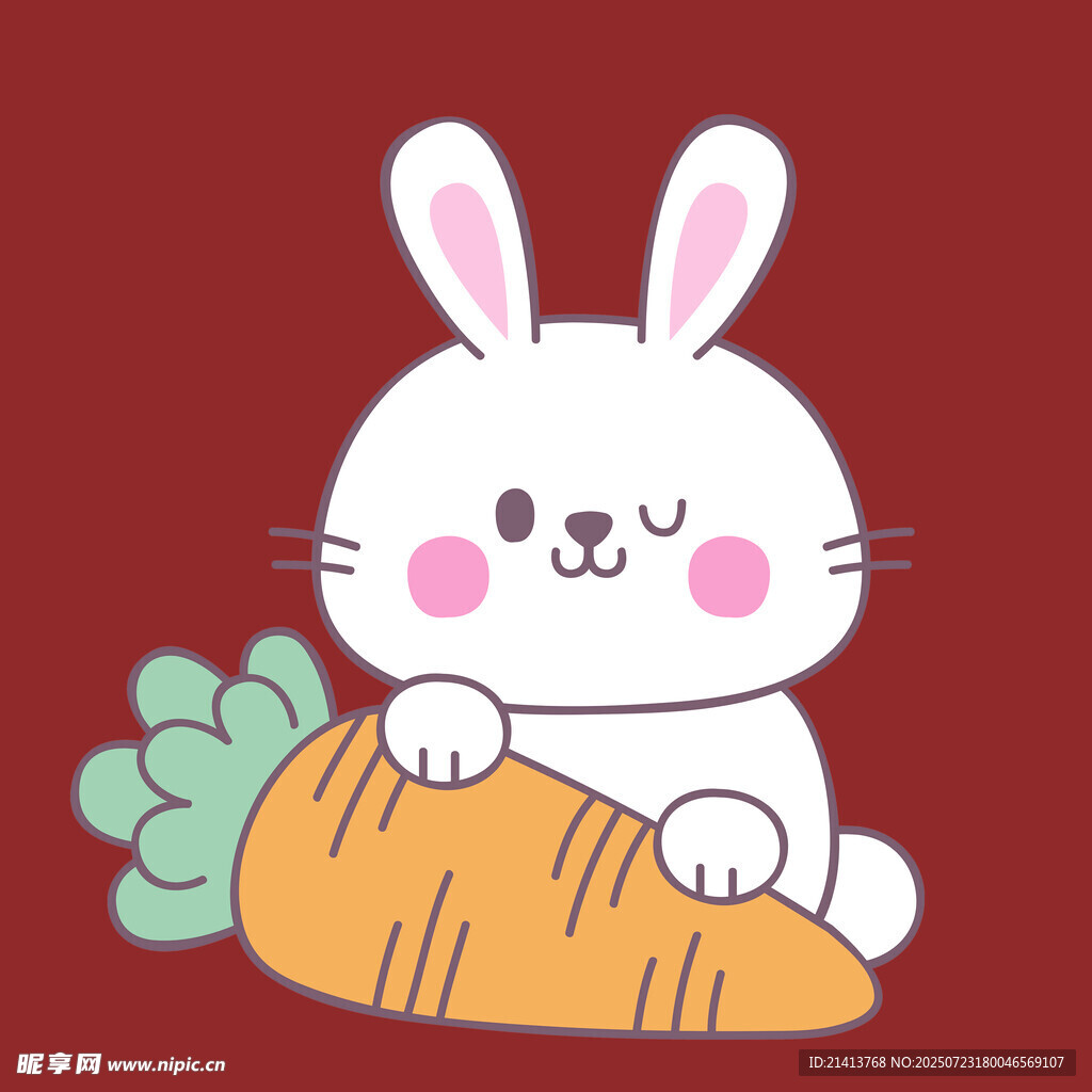 可爱兔子抱胡萝卜