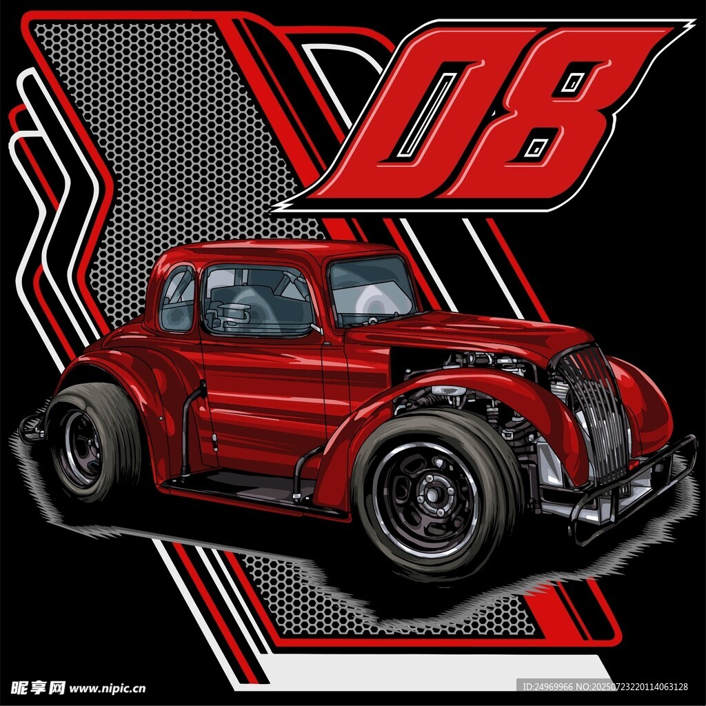 复古红色赛车08号