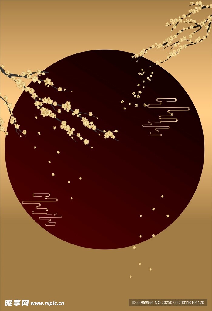 中式古典风圆形抽象背景图