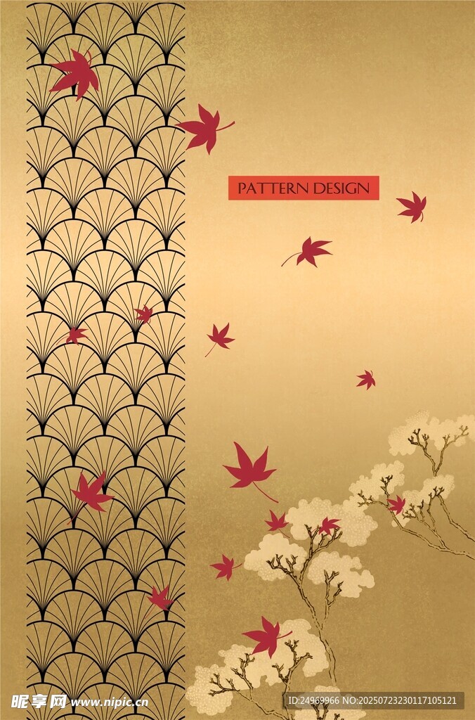 日式和风花卉背景图案
