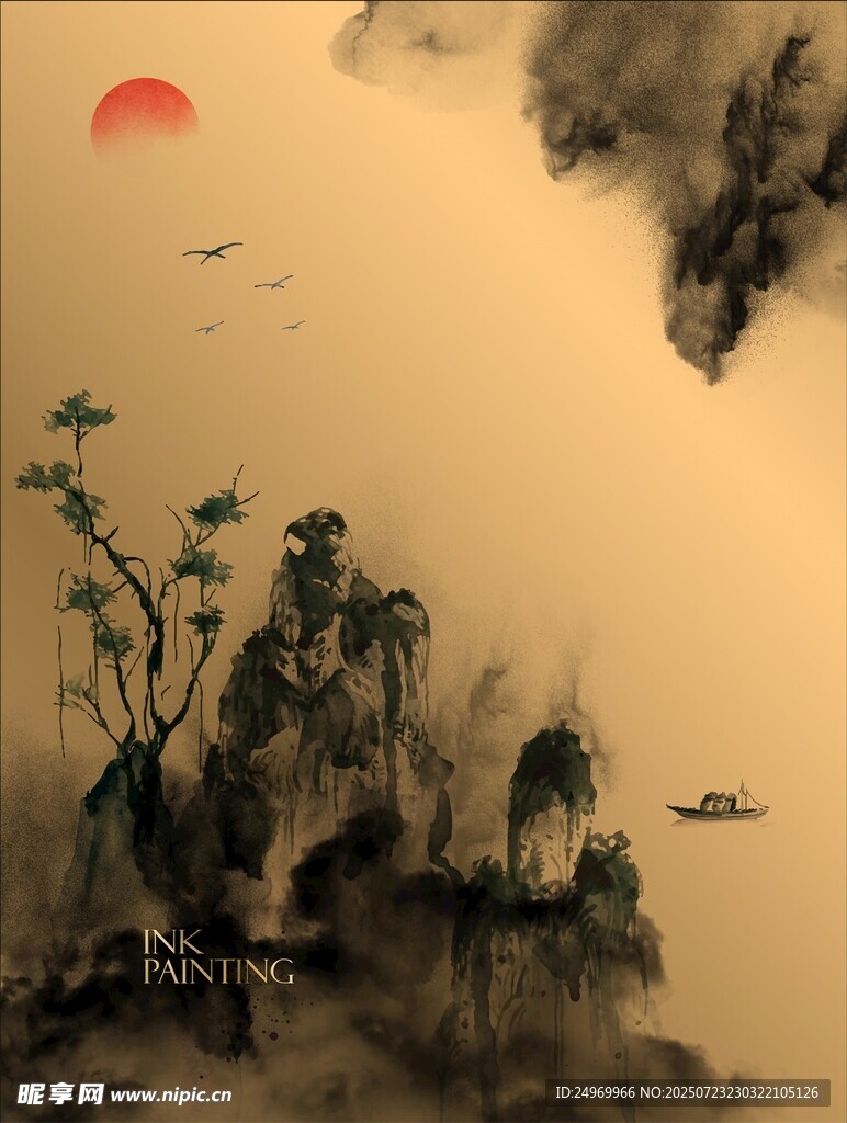 水墨山水间的诗意景致