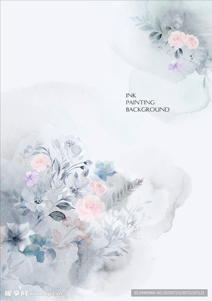 水墨花卉梦幻背景图