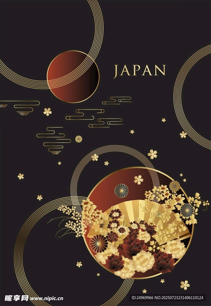 日式星球主题奢华插画