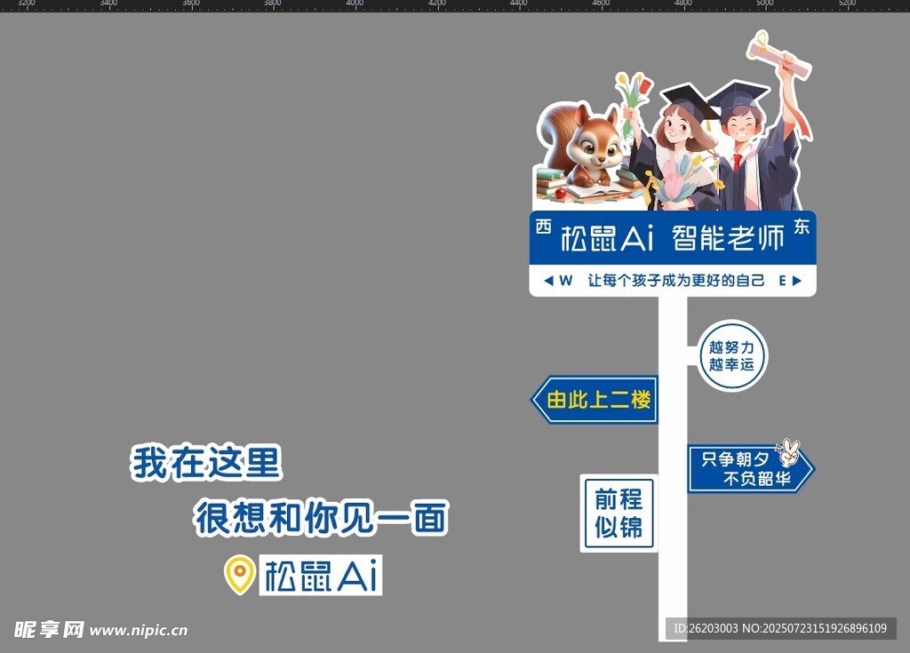 卡通人物指示牌