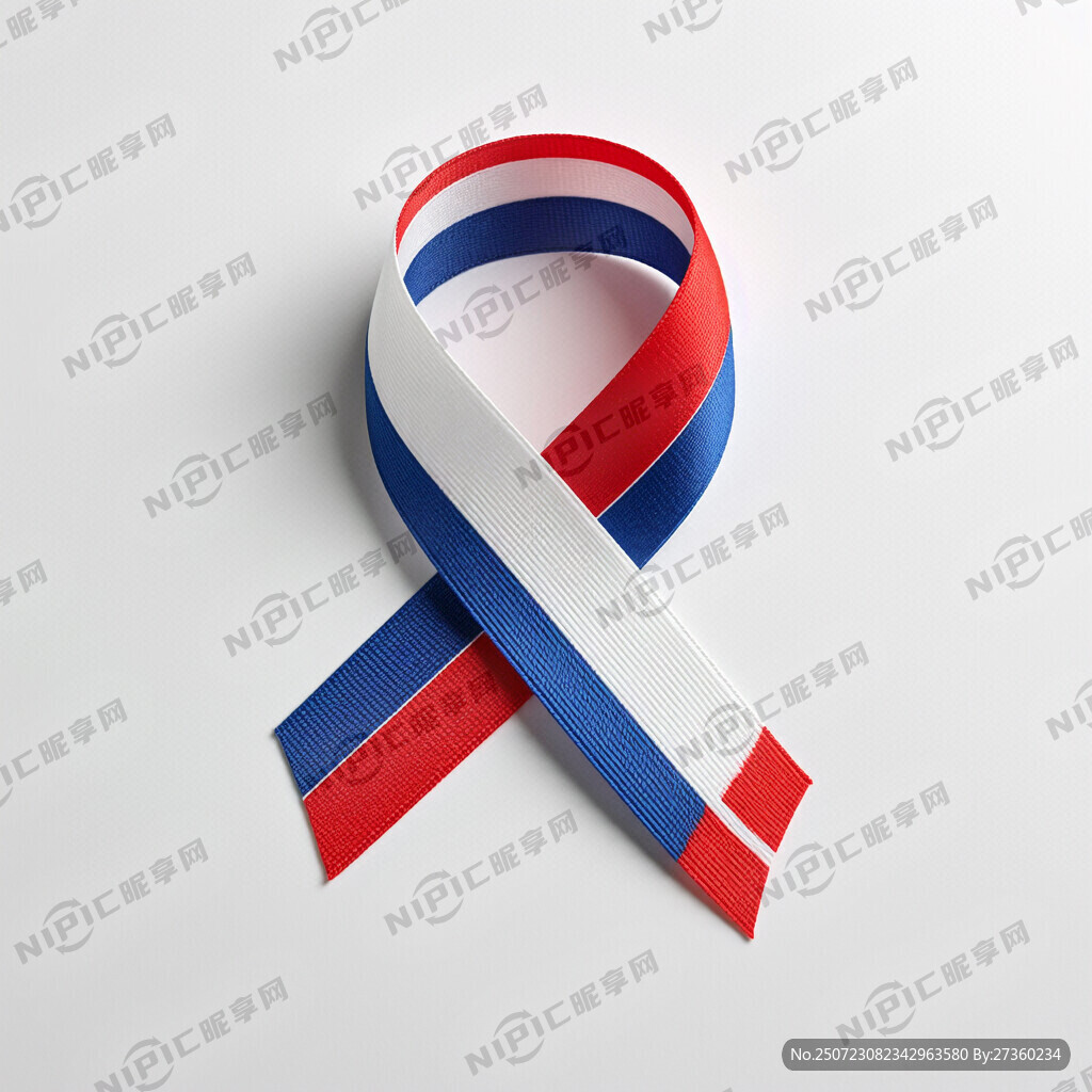 红蓝白丝带 丝带 红蓝白
