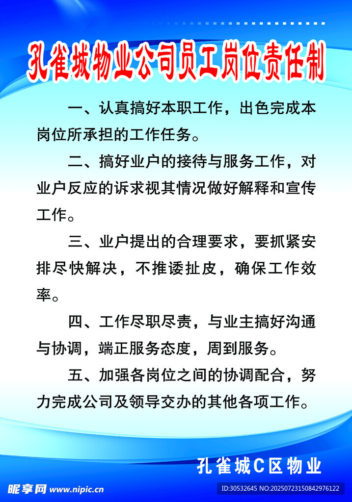 物业公司员工岗位责任制度