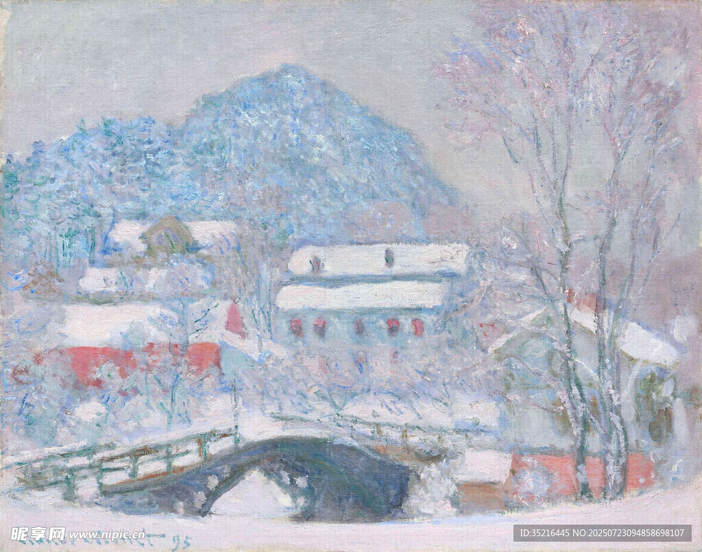 冬日山村雪景图