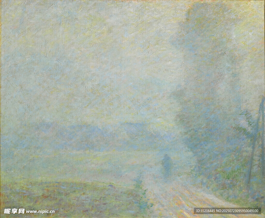 雾中乡间小路风景