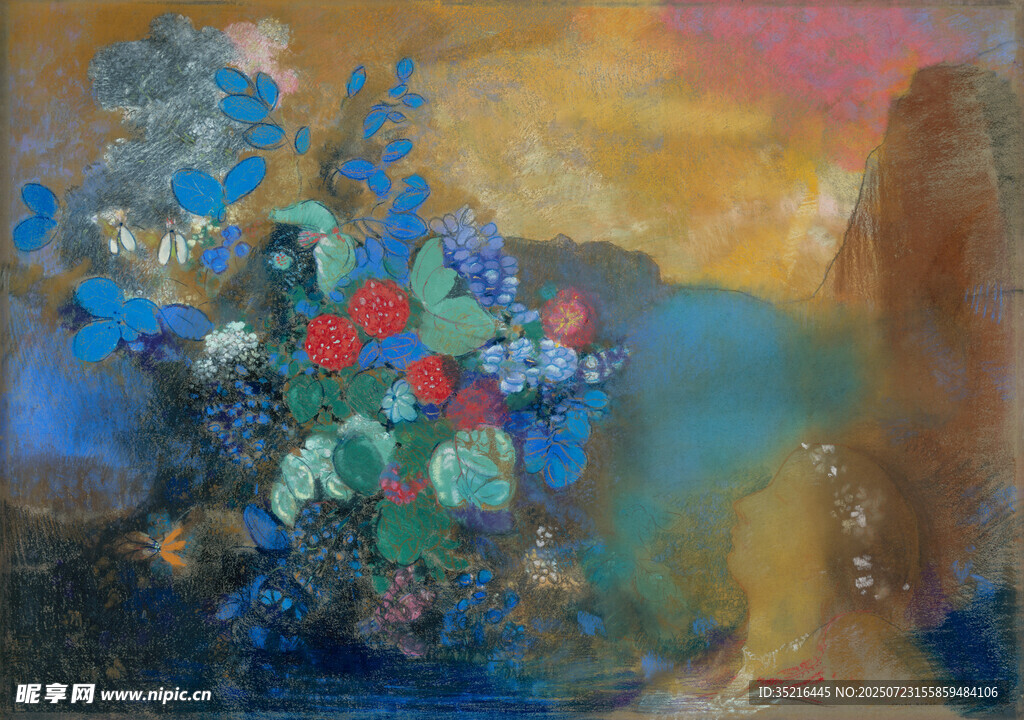 抽象花卉油画作品