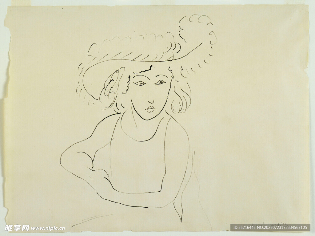 女性人物素描画像