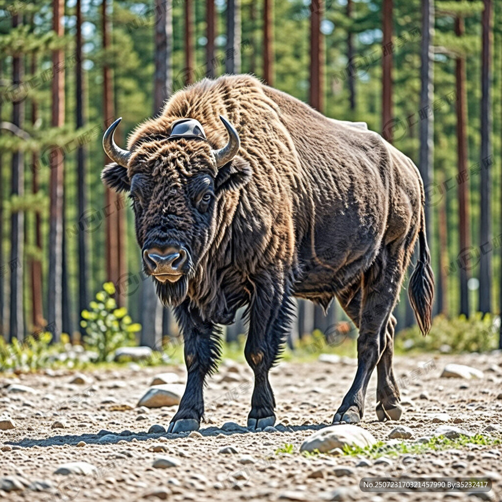 戴着太阳帽的野牛     商标