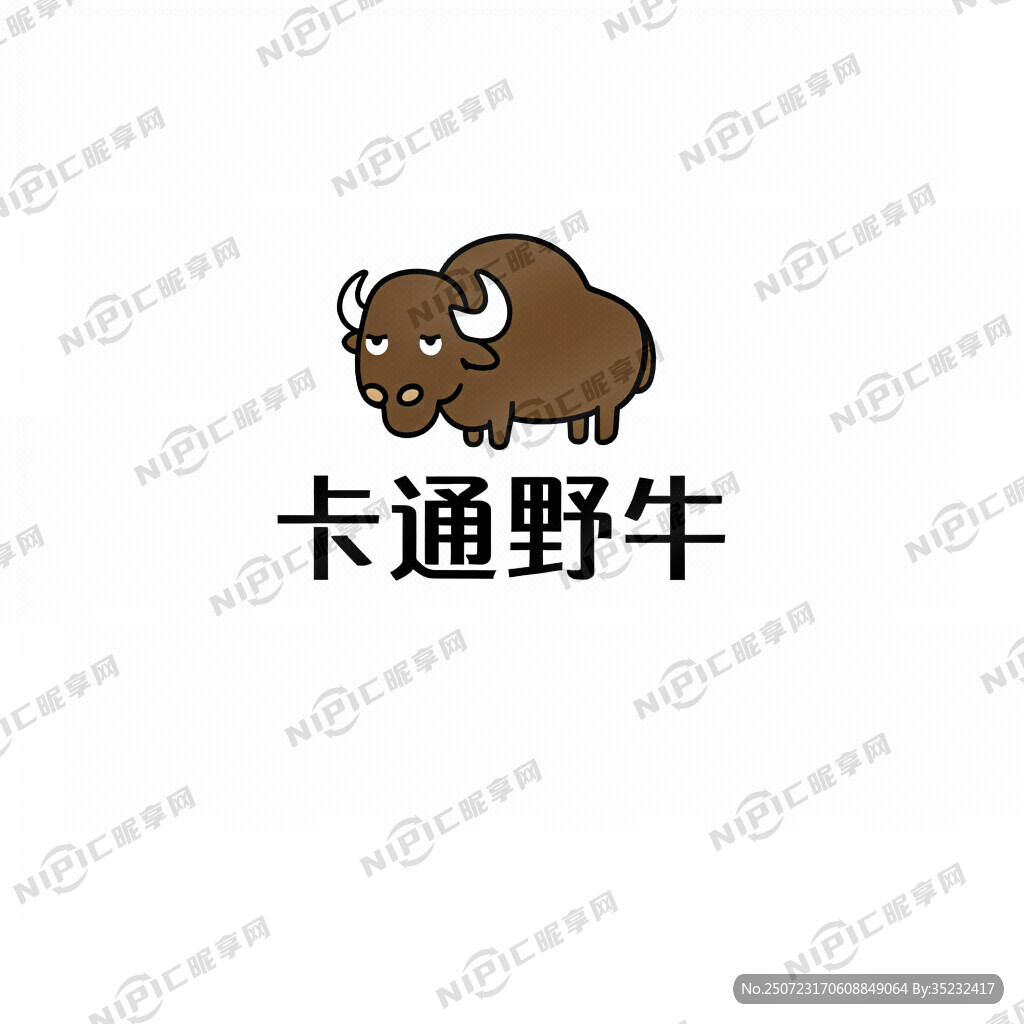 卡通野牛图案 商标