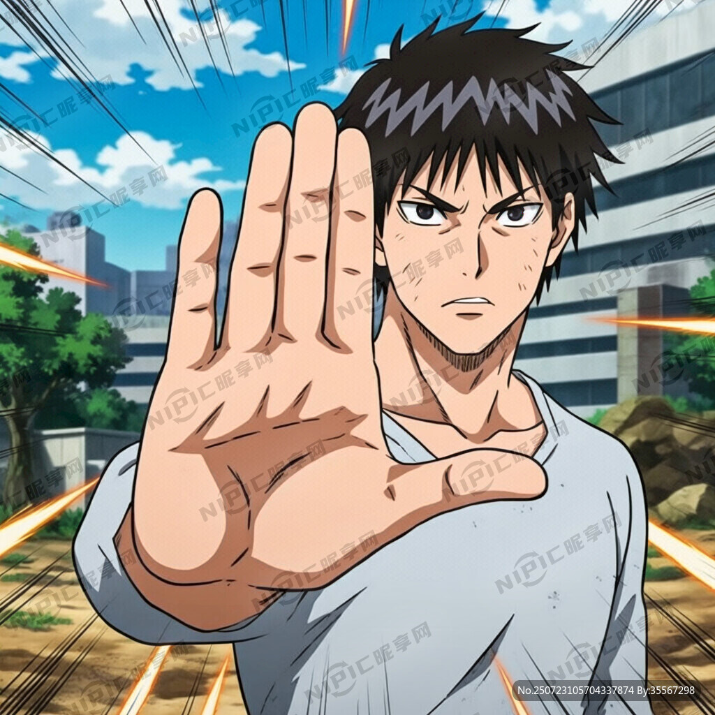 动漫人物 伸出手说不