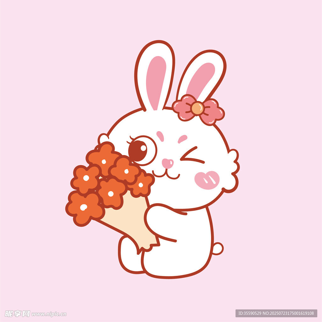 抱花萌兔