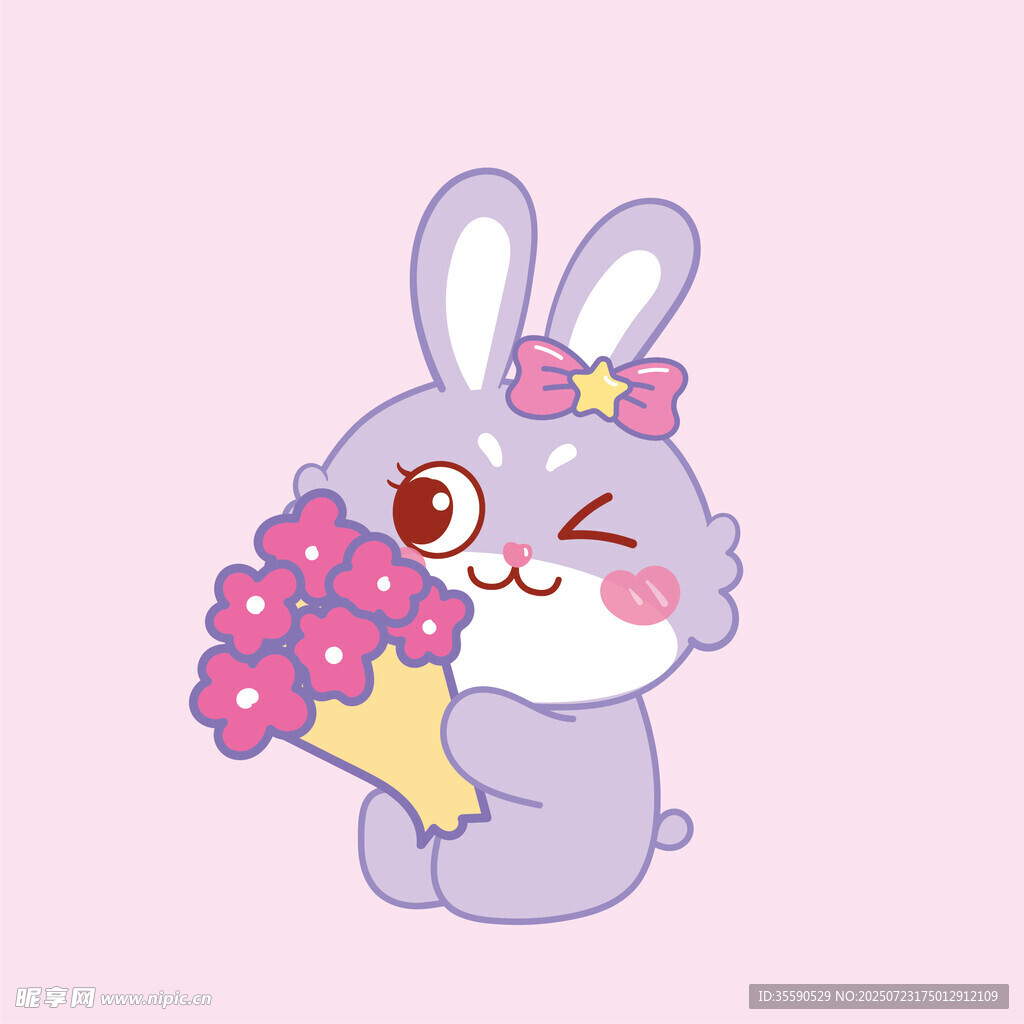 抱花萌兔