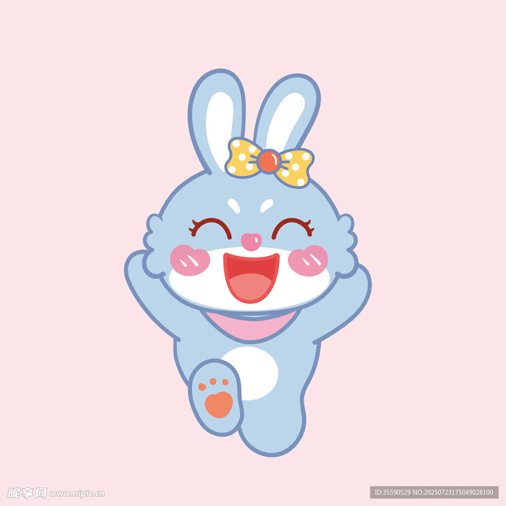 可爱蓝色蝴蝶结小兔